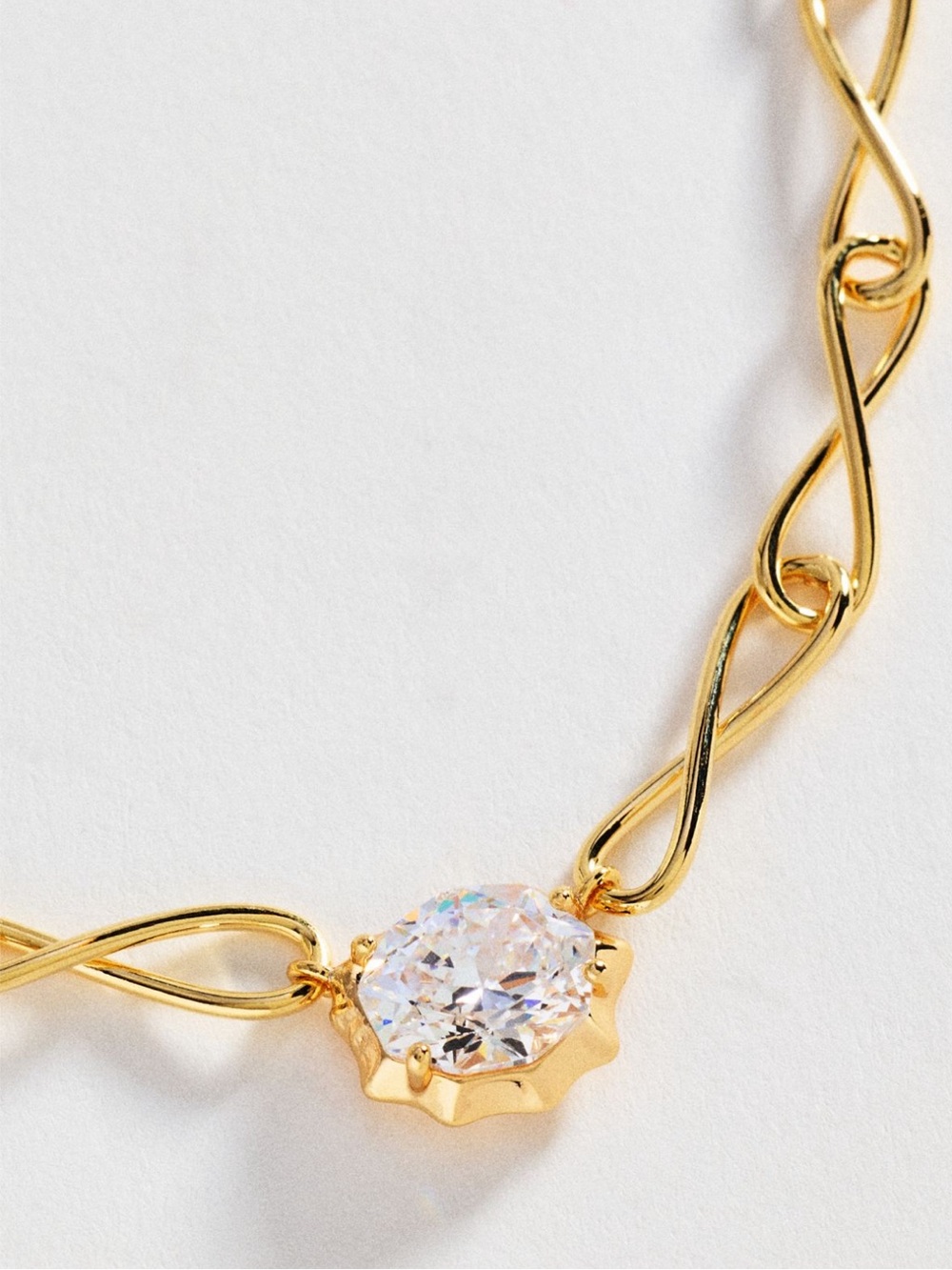 Anthropologie Twist Chain Crystal Necklace in 14K Gold Plate. Brand new!